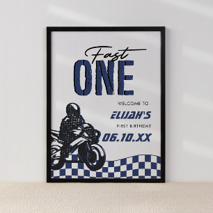 Fast One Boys 1. Dirt Bike Geburtstag Poster