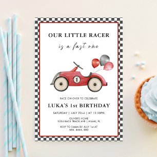 Fast One Boys Vintage-Rennwagen 1. Geburtstag Einladung