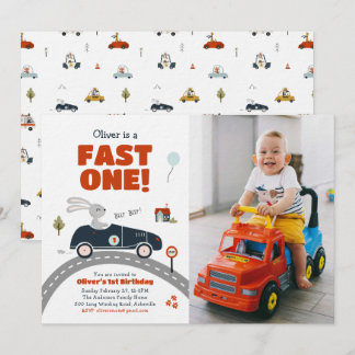 Fast One Cars Einladung zum 1. Geburtstag