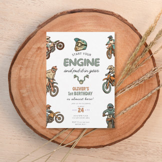 Fast one, dirt bike boy 1st birthday einladung