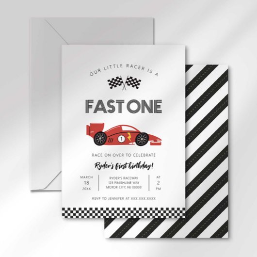 Fast One First Birthday Invitation Einladung