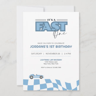 Fast One First Birthday Race Car Invitation Einladung