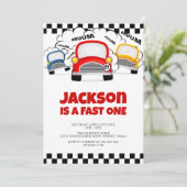 Fast One Modern Interactive Boy 1. Geburtstag Einladung (Stehend Vorderseite)