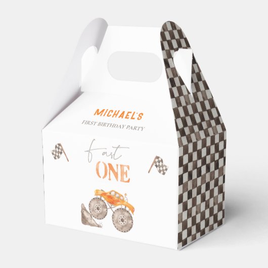 Fast One Monster Truck Birthday Favor Box Geschenkschachtel (Vorderseite)