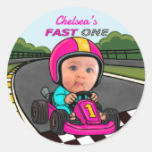 Fast One Pink Birthday Runder Aufkleber (Vorderseite)