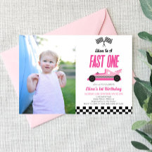Fast One Pink Flame Race Car 1st Birthday Party