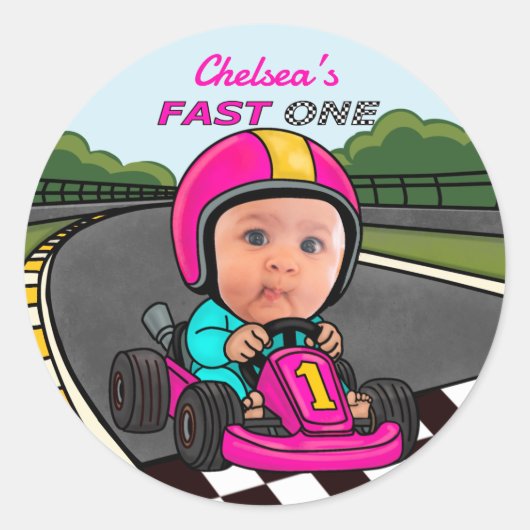 Fast One Pink Geburtstag Runder Aufkleber (Vorderseite)