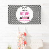 Fast One Pink Race Car First 1st Birthday Party Banner (Insitu)