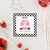 Fast One Pink Race Car First 1st Birthday Party Serviette (Beispiel)
