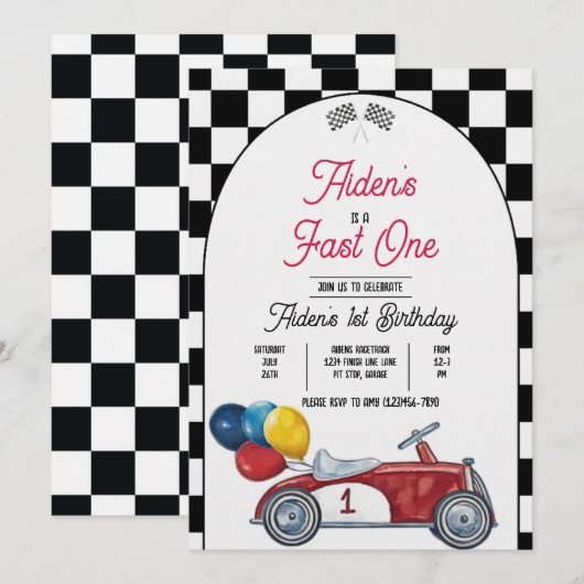 Fast One Race Auto - Einladen Einladung (Vorne/Hinten)