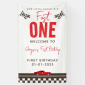 Fast One Race Car 1. Geburtstag Banner (Vertikal)