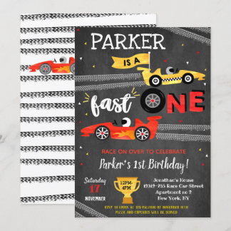 Fast One Race Car 1. Geburtstag Party Einladung