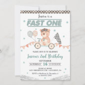 Fast One Race Car 1. Geburtstag Party Einladung (Vorderseite)