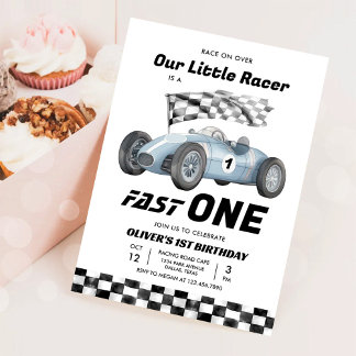 Fast One Race Car 1. Geburtstag Racing Boy Einladung