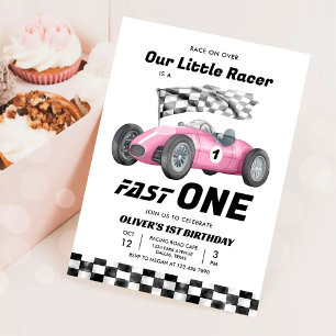 Fast One Race Car 1. Geburtstag Racing Girl Einladung
