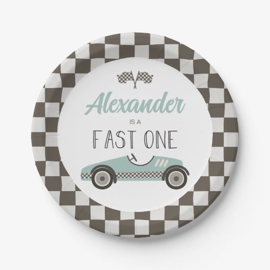Fast One Race Car Birthday Paper Teller (Vorderseite)