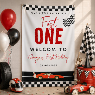 Fast One Race Car Boy 1. Geburtstag Party Banner