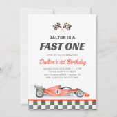 Fast One Race Car Boy 1st Birthday Invitation Einladung (Vorderseite)