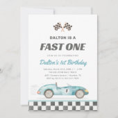 Fast One Race Car Boy 1st Birthday Invitation Einladung (Vorderseite)