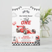 Fast One Race Car Boy 1st Birthday Invitation Einladung (Stehend Vorderseite)