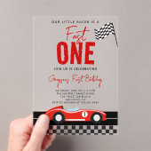 Fast One Race Car Boy 1st Birthday Party Acryleinladungen (Insitu (Handheld))