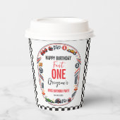 Fast One Race Car Boy 1st Birthday Party Pappbecher (Vorderseite)