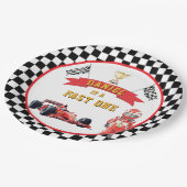 Fast One Race Car Checkered Flag Party  Pappteller (Schrägansicht)
