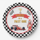 Fast One Race Car Checkered Flag Party  Pappteller (Vorderseite)