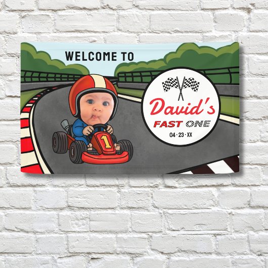 Fast ONE | Race Car Driver Welcome Birthday Banner