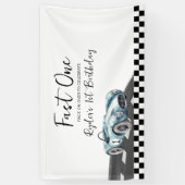 Fast One Race Car First Birthday Banner (Vertikal)