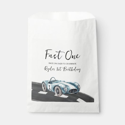 Fast One Race Car First Birthday Geschenktütchen (Vorderseite)