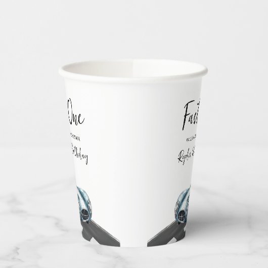 Fast One Race Car First Birthday Pappbecher (Links)