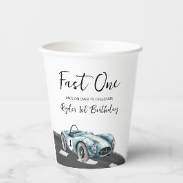 Fast One Race Car First Birthday Pappbecher