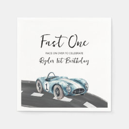 Fast One Race Car First Birthday Serviette