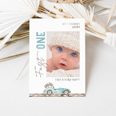 Fast One Race Car Foto Geburtstag Einladung