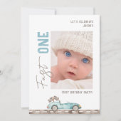 Fast One Race Car Foto Geburtstag Einladung (Vorderseite)