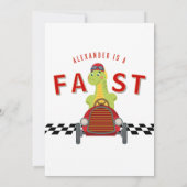 Fast One Race Car Racing Car Dinosaur 1st Birthday Einladung (Rückseite)