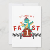 Fast One Race Car Racing Car Dragon 1st Birthday Einladung (Rückseite)
