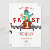 Fast One Race Car Racing Car Dragon 1st Birthday Einladung (Vorne/Hinten)