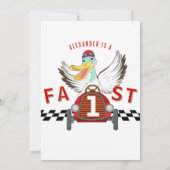 Fast One Race Car Red Boy Racing Car 1st Birthday Einladung (Rückseite)