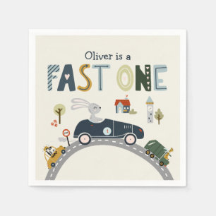 Fast One Race Cars 1. Geburtstag Party Napkins Serviette