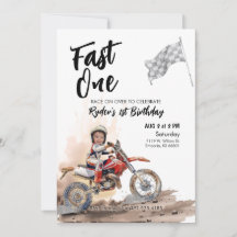 Fast One Racer 1. Geburtstag Foto laden ein