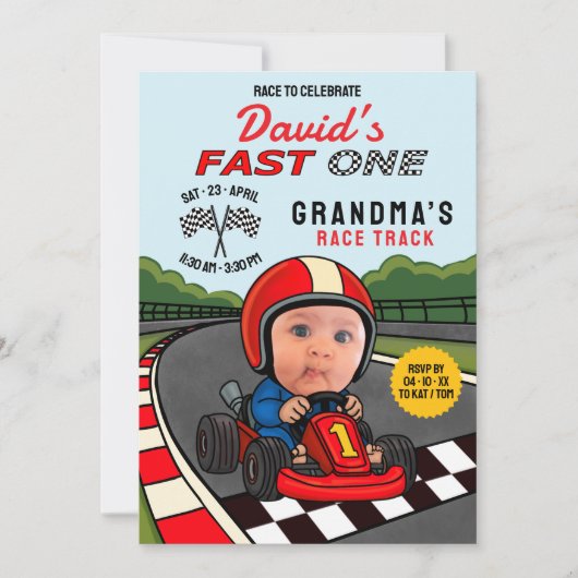 Fast ONE Racer Geburtstag Einladung (Vorderseite)