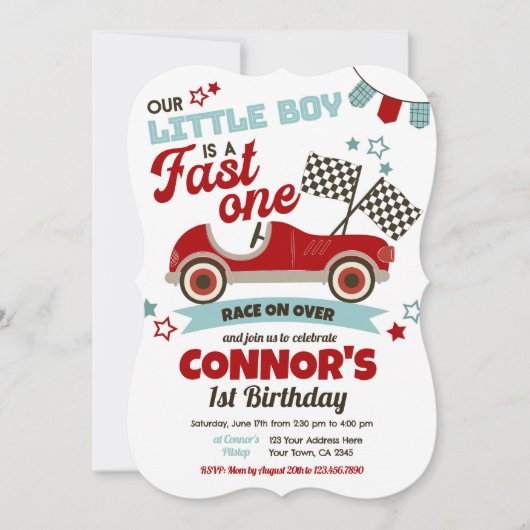 Fast One, Racing 1. Geburtstag Einladung (Vorderseite)