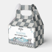 Fast One Racing Car Birthday Party Gefälligkeitsbo Geschenkschachtel (Rückseite)