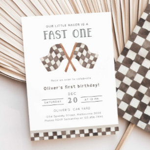 Fast ONE Racing Flags 1. Geburtstagseinladung Einladung