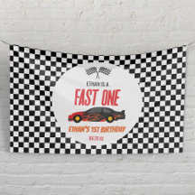 Fast One Red Flame Race Car 1. Geburtstag Party