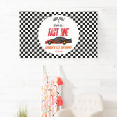 Fast One Red Flame Race Car 1st Birthday Party Banner (Insitu)