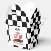 Fast One Red Flame Race Car 1st Birthday Party Geschenkschachtel (Geöffnet)