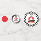 Fast One Red Flame Race Car 1st Birthday Party Konfetti (Vorderseiten)